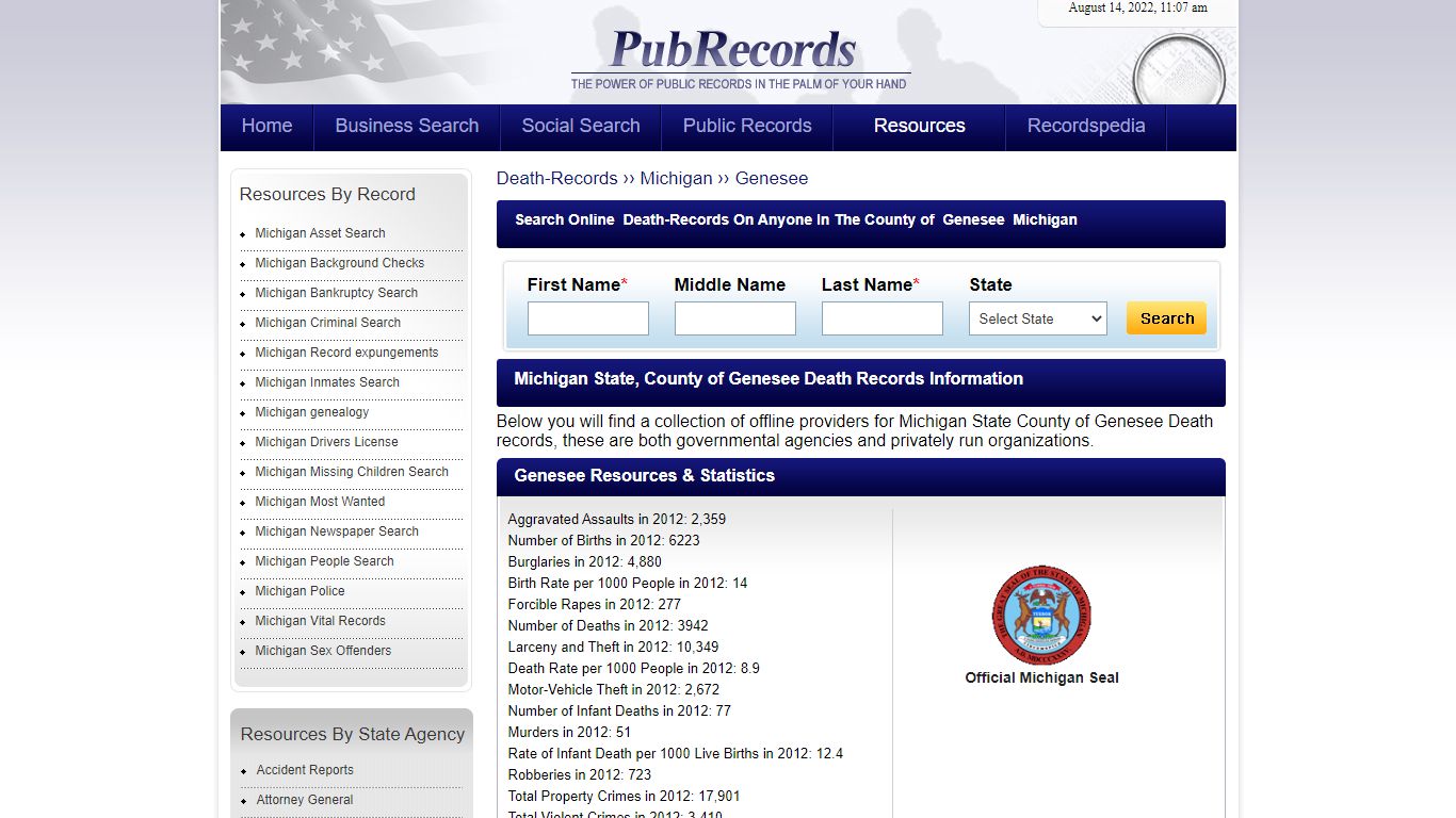 Genesee County, Michigan Death Records
